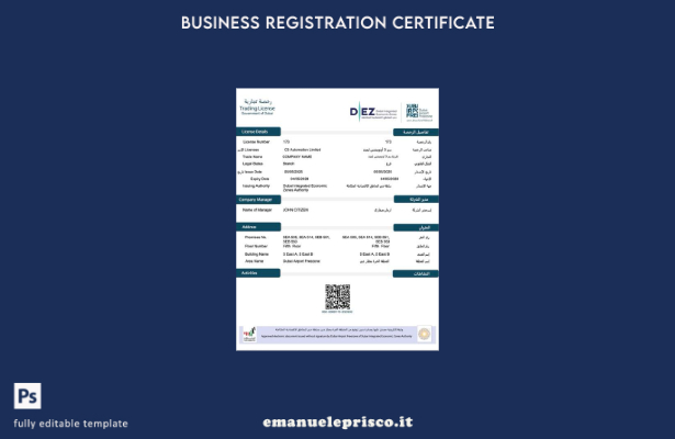 stile verificato Licenza commerciale Emirati Arabi Uniti Dubai Modello Word e  5